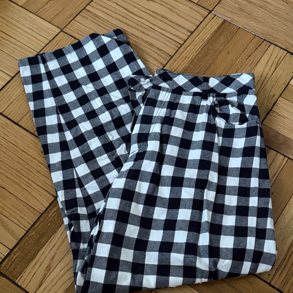 ALIGNE Gingham Barrel Leg Jean